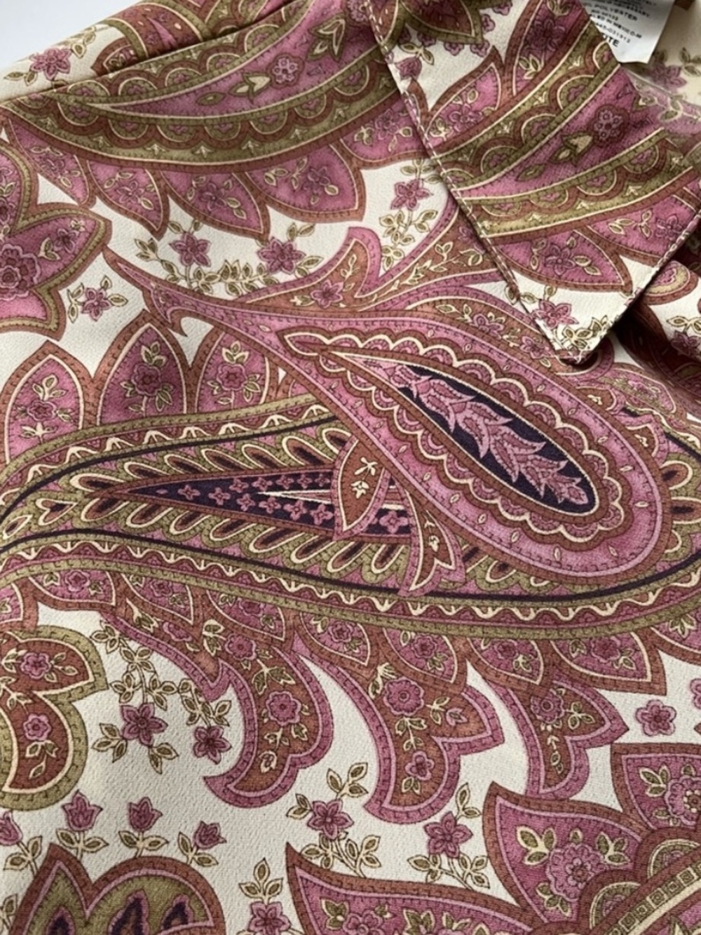 BonWorth Paisley Blouse Button‑Front 3/4 Sleeves Pink & Cream XL - Picture 12 of 16